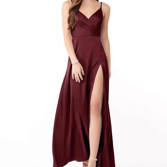 NWT UNWORN: Azazie Dalilah Cabernet - Stretch Satin - Picture 1 of 6